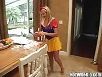 Amateur wife dressed as Snow White