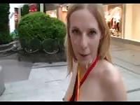 Walking her milk in the street