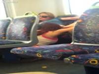 Lesbo eating pussy on the train