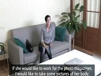 Horny brunette girl sex on the chair