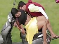 Afternoon tease on a motorbike