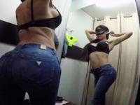 Masked beauty gets fucked in the fitting room