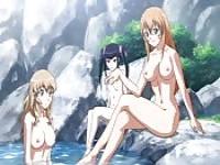 Busty hentais bathing in public