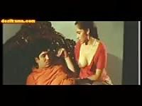 Indian couple kisses and touches