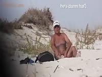 Daddy has a wank on the beach