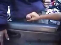 Sucked off from outside the car